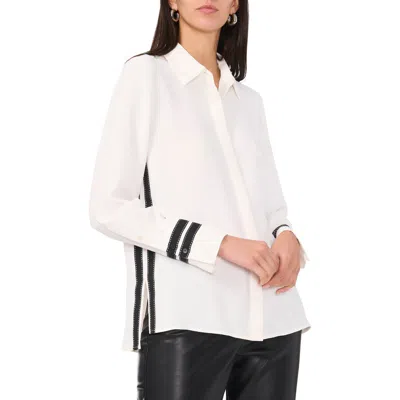 Vince Camuto Contrast Stripe Button-up Shirt In New Ivory