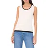 Vince Camuto Women's Contrast-trim Sleeveless Sweater In New Ivory