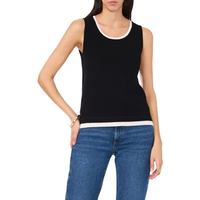 VINCE CAMUTO VINCE CAMUTO CONTRAST TRIM SLEEVELESS SWEATER