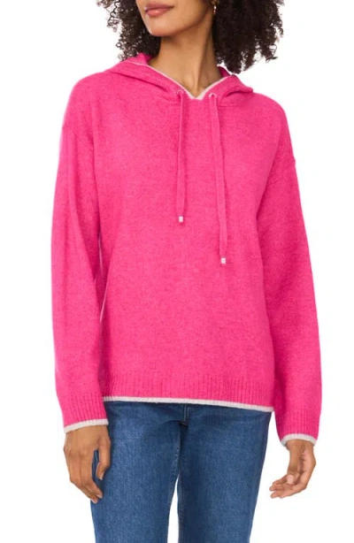 Shop Vince Camuto Contrast Trim Sweater Hoodie In Paradox