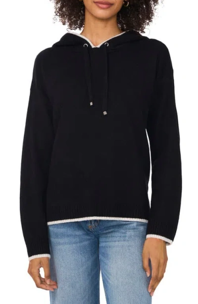 Vince Camuto Contrast Trim Jumper Hoodie In Rich Black