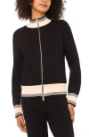 Vince Camuto Contrast Trim Track Jacket In Brown