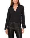 Vince Camuto Contrast Trim Tunic Blouse In Black