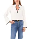 Vince Camuto Womens Contrast Trim Chiffon Blouse In White