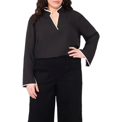 Vince Camuto Contrast Tunic Top In Black