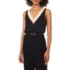 Vince Camuto Contrast V-neck Shell In Rich Black