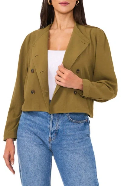 Vince Camuto Convertible Double Breasted Crinkle Twill Jacket In Burnt Olive