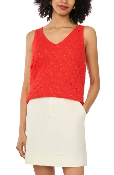 Vince Camuto Cotton Blend Pointelle Tank In Red