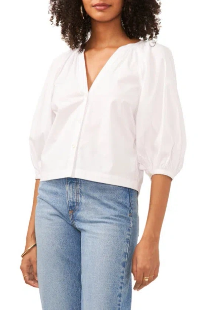 Vince Camuto Cotton Poplin Button-up Top In Ultra White