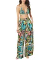 Vince Camuto Womens Printed Ring Strappy Bikini Top Wide Leg Cover Up Pants In Multi