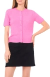 Vince Camuto Covered Button Cardigan In Pink