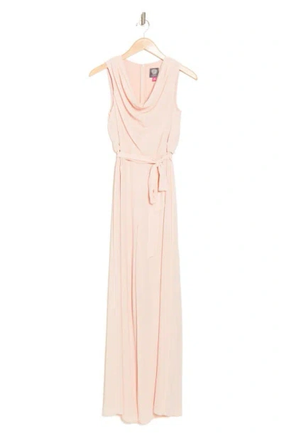Vince Camuto Cowl Neck Chiffon Jumpsuit In Blush