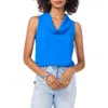 Vince Camuto Cowl Neck Sleeveless Blouse In Blue
