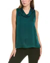 Vince Camuto Hammered Satin Sleeveless Cowl Neck Top In Green