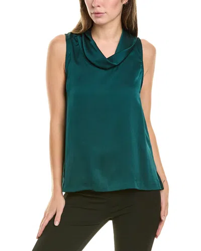 Vince Camuto Hammered Satin Sleeveless Cowl Neck Top In Green