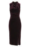Vince Camuto Cowl Neck Velvet Midi Dress In Burgundy