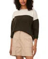 Vince Camuto Cozy Extended Shoulder Color Blocked Sweater In Dark Olive