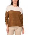Vince Camuto Cozy Extended Shoulder Color Blocked Sweater In Toasted