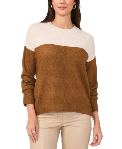 Vince Camuto Cozy Extended Shoulder Color Blocked Sweater In Toasted