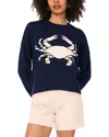 Vince Camuto Crab Crewneck Sweater In Blue