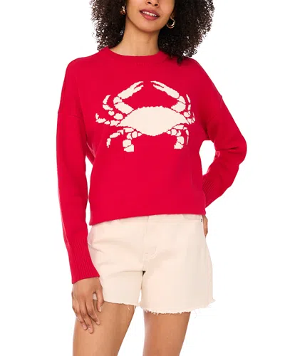 Vince Camuto Crab Crewneck Sweater In Red