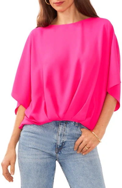 Vince Camuto Crépe De Chine Bubble Top In Hot Pink