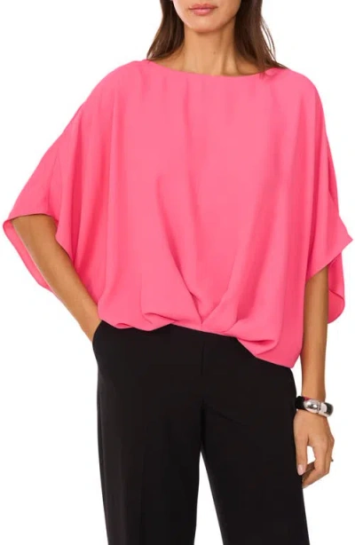 Vince Camuto Crépe De Chine Bubble Top In Pink Bliss