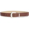 Vince Camuto Crest Buckle Faux Leather Belt In Brown