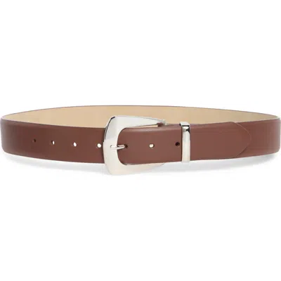 Vince Camuto Crest Buckle Faux Leather Belt In Brown