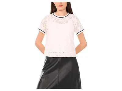 Vince Camuto Crew Neck Short Sleeve Top In Neutral