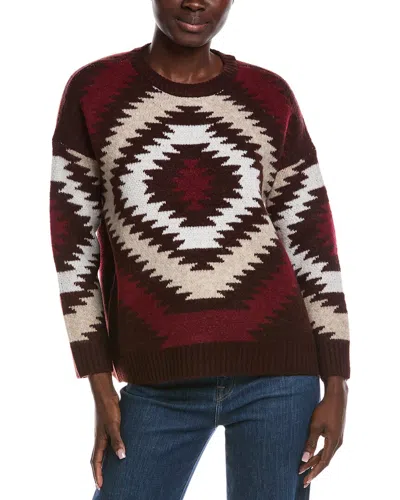 Vince Camuto Geo Pattern Drop Shoulder Sweater In Red