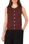 Vince Camuto Crewneck Button-up Sweater Vest In Brown