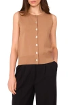 Vince Camuto Crewneck Button-up Sweater Vest In Brown