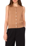 Vince Camuto Crewneck Button-up Sweater Vest In Brown