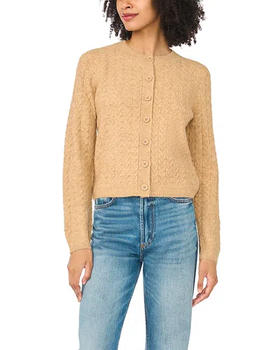 Vince Camuto Crewneck Cable Knit Cardigan Sweater In Yellow