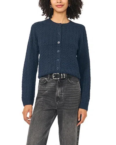 Vince Camuto Crewneck Cable Knit Cardigan Sweater In Blue