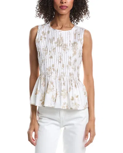 Vince Camuto Crewneck Peplum Sleeveless Blouse In White