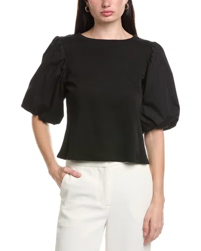 Vince Camuto Crewneck Puff Sleeve Knit Top In Burgundy