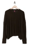 Vince Camuto Crewneck Sharkbite Sweater In Dark Olive