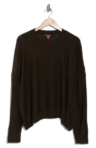 Vince Camuto Crewneck Sharkbite Sweater In Dark Olive