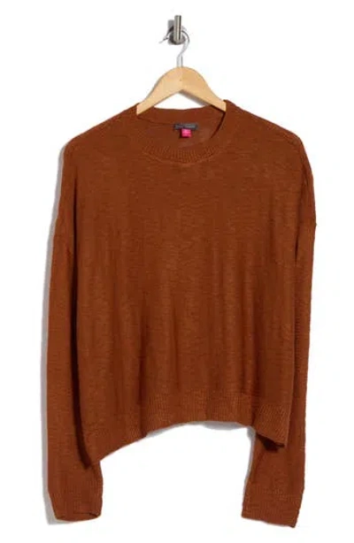 Vince Camuto Crewneck Sharkbite Sweater In Sierra
