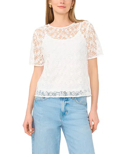Vince Camuto Crewneck Short Sleeve Blouse In White