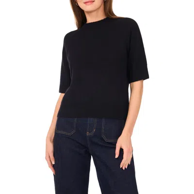 Vince Camuto Crewneck Short Sleeve Sweater In Black