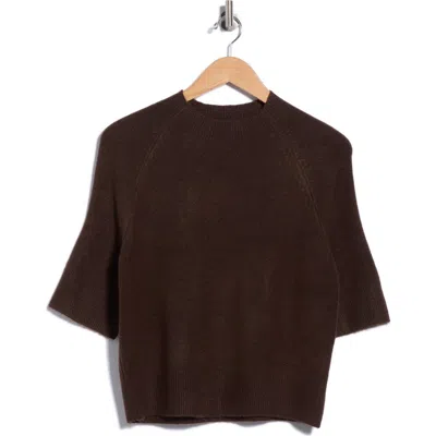 Vince Camuto Crewneck Short Sleeve Sweater In Brown