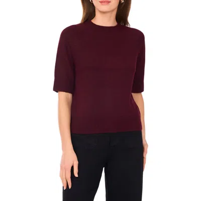 Vince Camuto Crewneck Short Sleeve Sweater In Burgundy