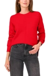 Vince Camuto Exposed Seam Crewneck Sweater In Bright Cherry