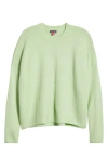 Vince Camuto Cropped Crewneck Sweater In Foam Green