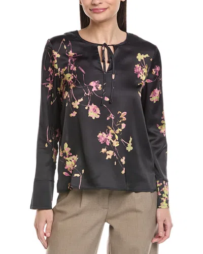 Vince Camuto Crewneck Tie Blouse In Black