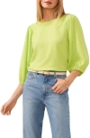 Vince Camuto Crinkled Puff Three-quarter Sleeve Top In Lime Green