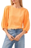 Vince Camuto Crinkled Puff Three-quarter Sleeve Top In Orange Burst